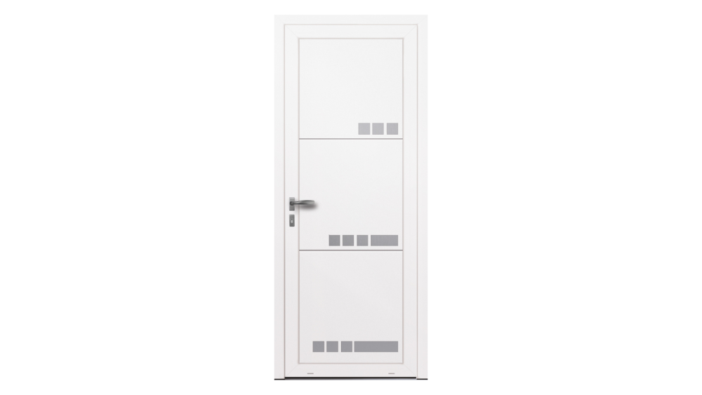Porte d'entrée PVC parclosé ECO PLAN Porte d'entrée blanche avec décor petits carrés
